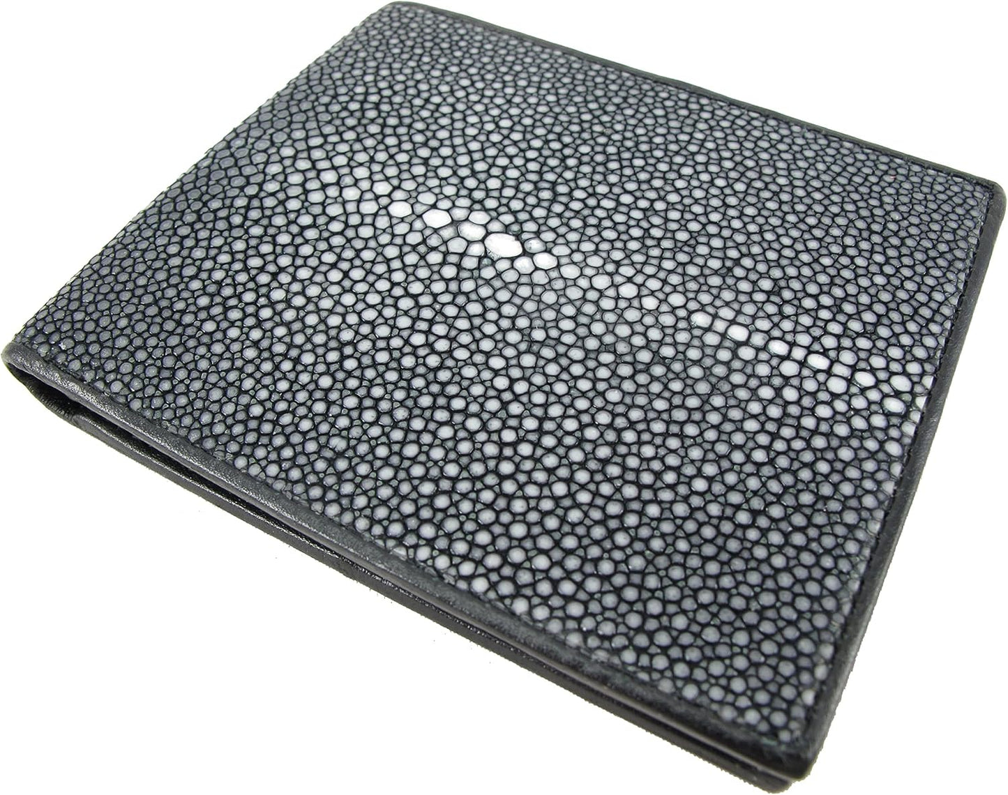 Pelgio Genuino Pulido Stingray Shagreen Piel Cuero Bifold Wallet (n...