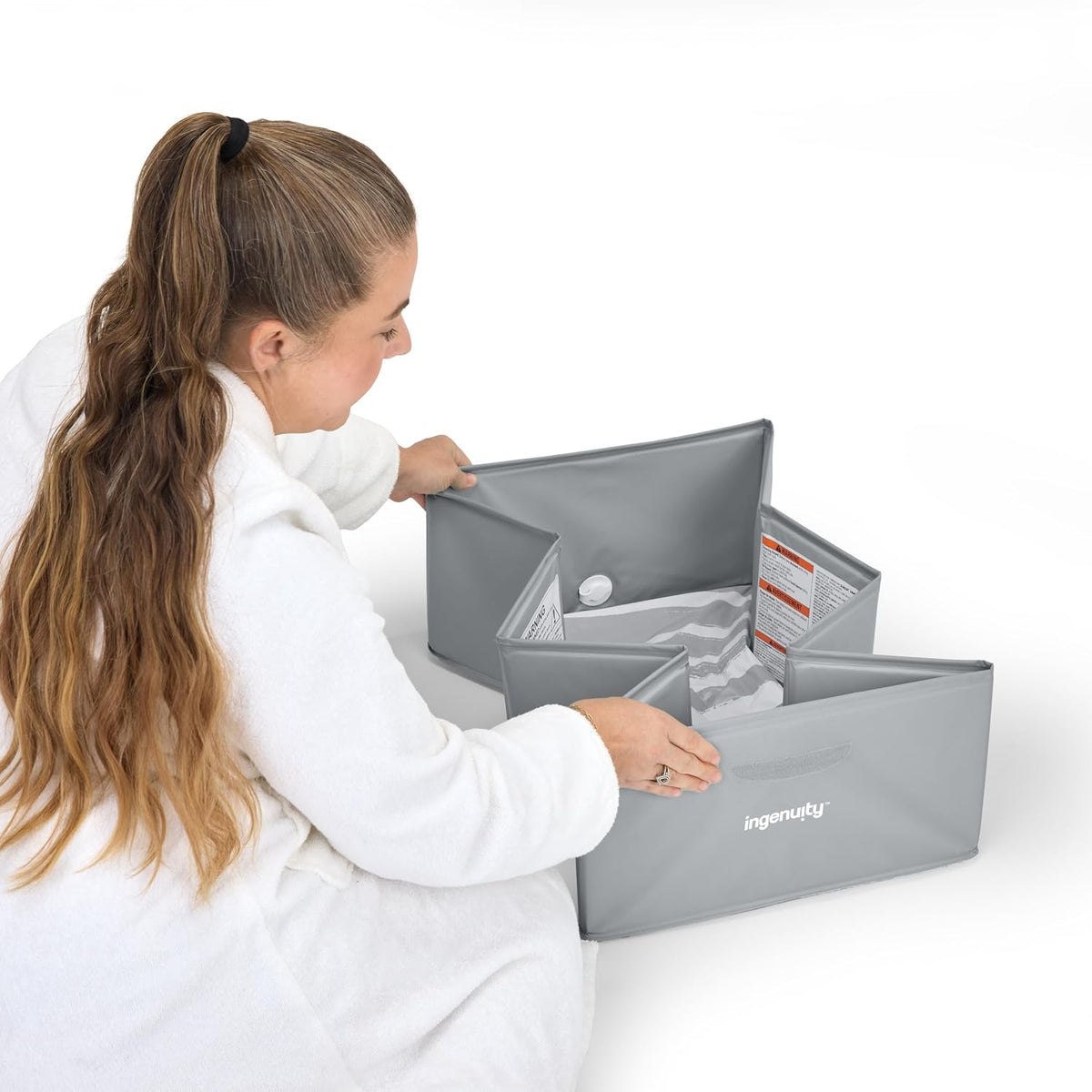 Ingenuity Tuckaway - Bañera plegable para niños pequeños, convierte...