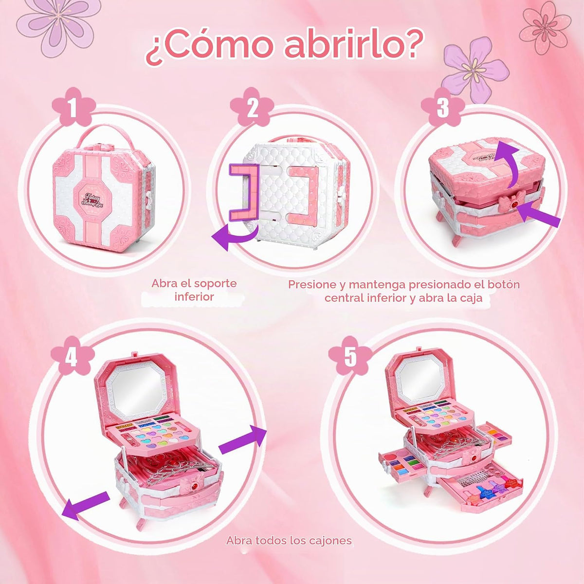 Juegos de maquillaje para niñas de 5 a 8 años, kit de maquillaje de...