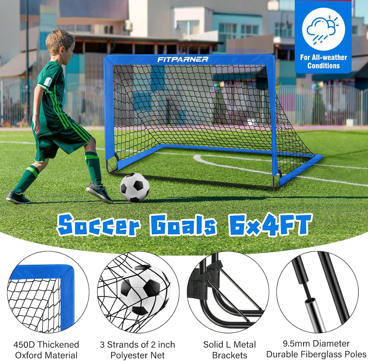 FITPARNER Portería de fútbol, portería de fútbol para niños en el p...