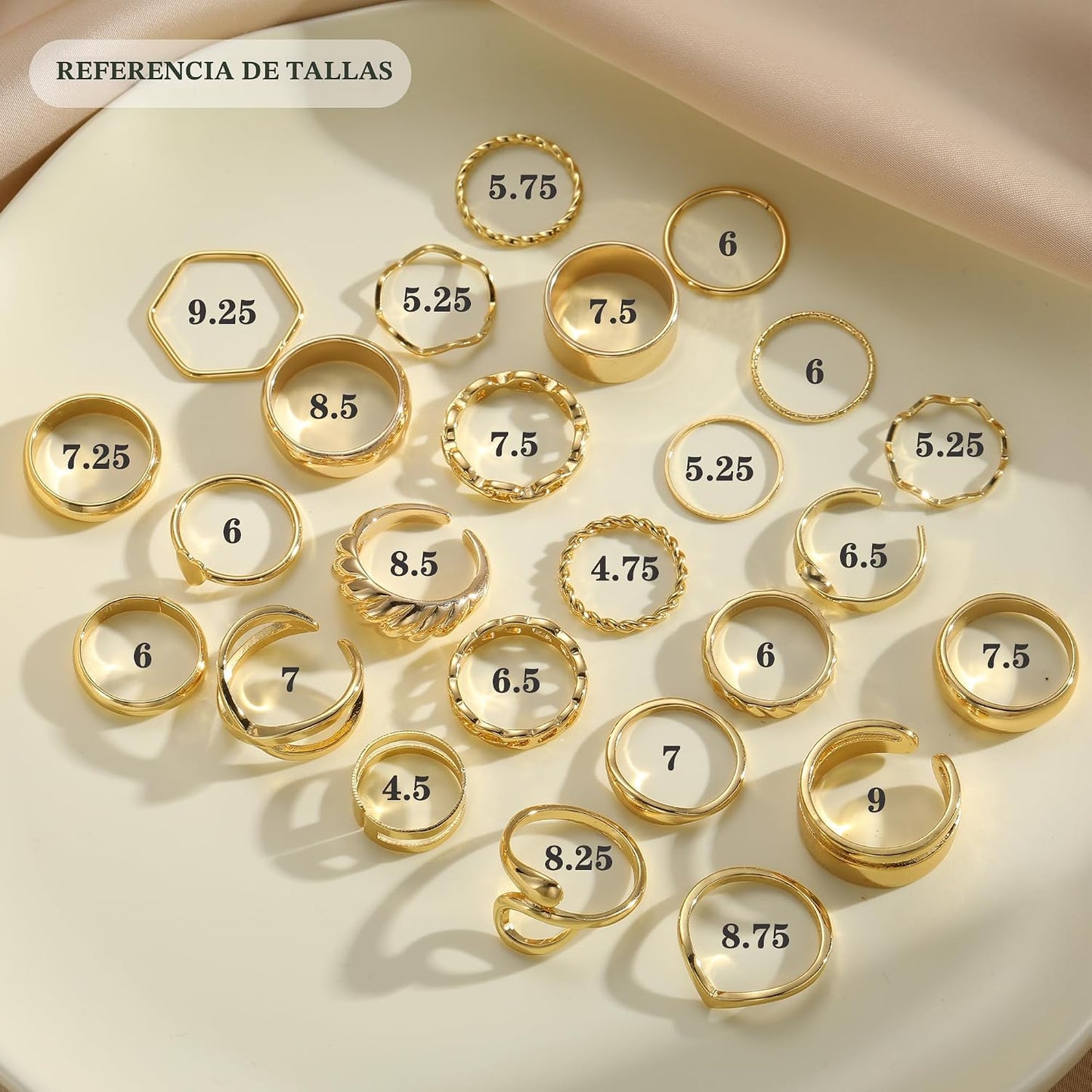 YEEZII Juego de 25 anillos dorados para nudillos para mujer, lindos...