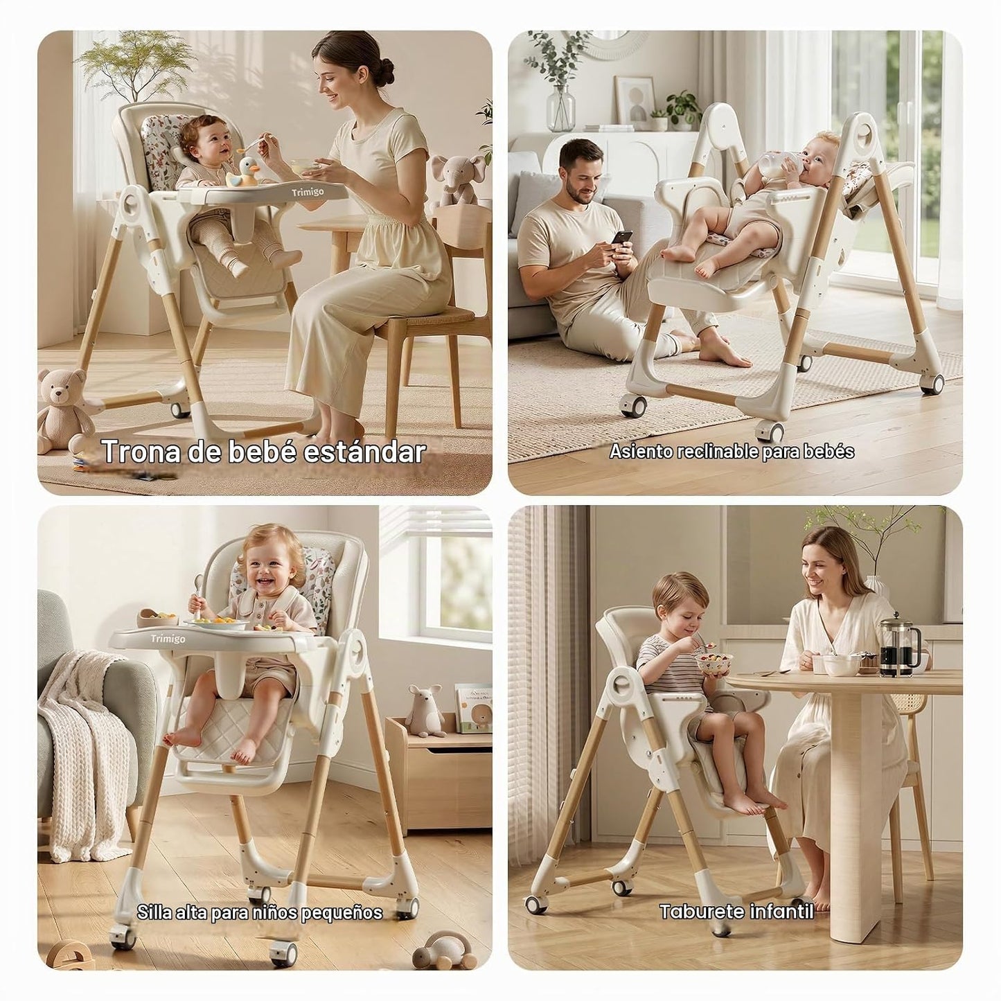 Sillas altas Trimigo para bebés y niños pequeños de 0 a 3 pulgadas,...