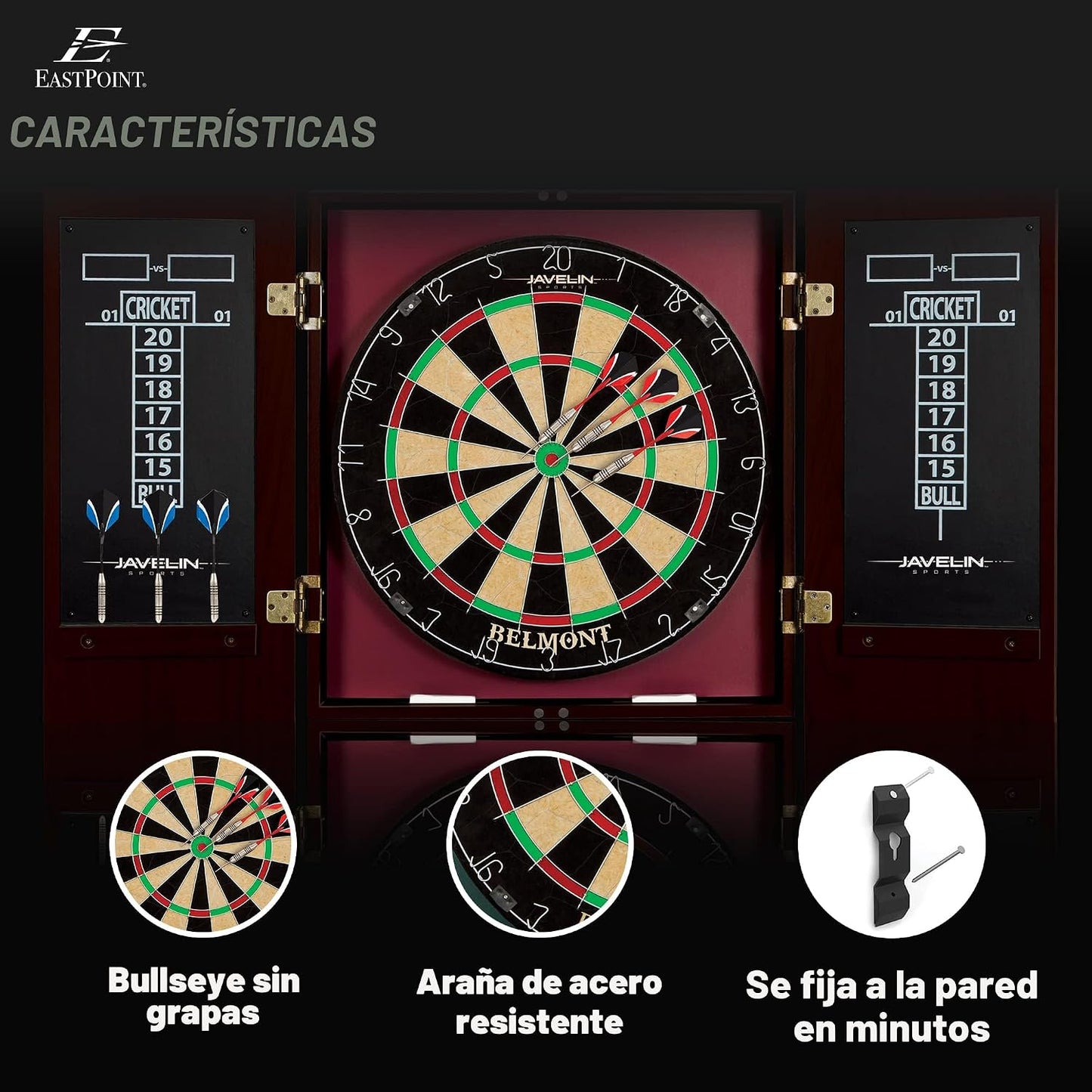 EastPoint Belmont - Gabinete para tablero de dardos, 6 dardos con p...