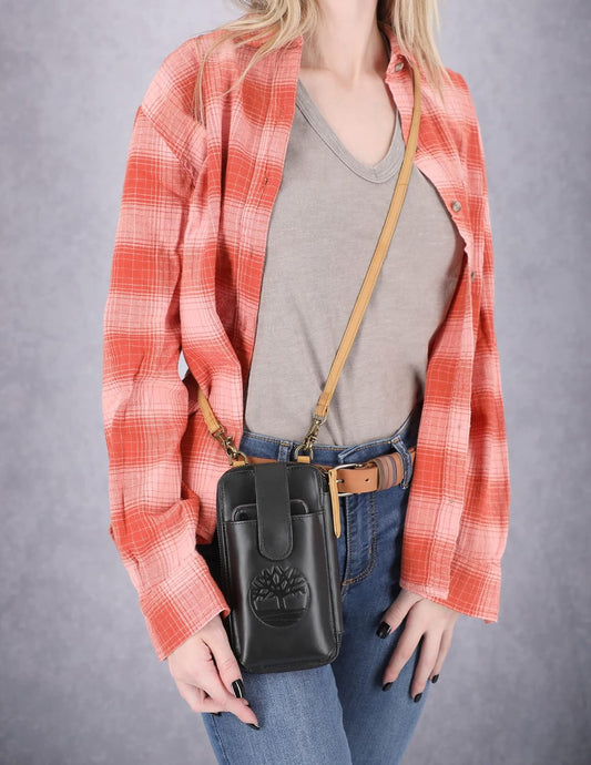 Timberland - Bolso cruzado de cuero RFID para teléfono de mujer