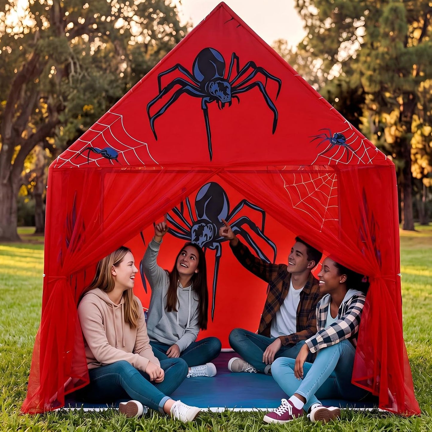 Yoojahow Tienda de campaña con temática de araña, casa de juegos de...