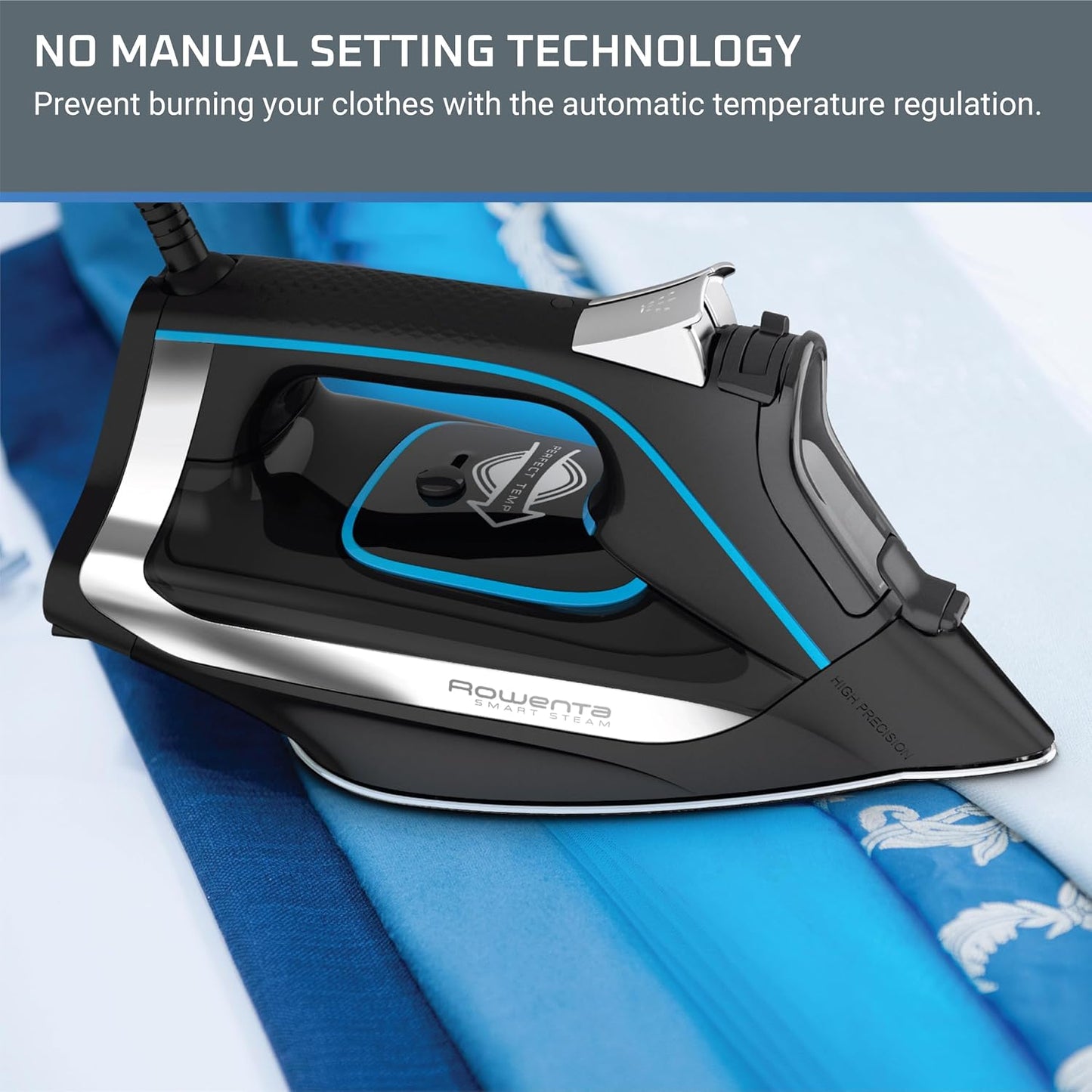 Rowenta, Plancha de vapor de acero inoxidable Smart Temp para ropa,...