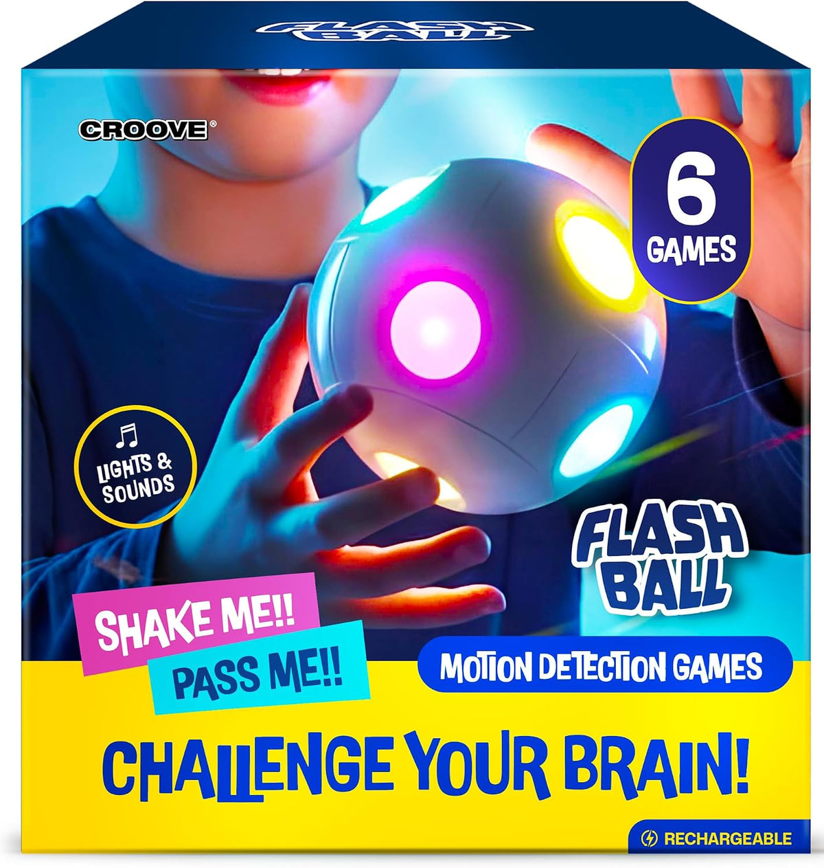 Croove Bola de acción de memoria y cerebro iluminada de mano, 6 jue...