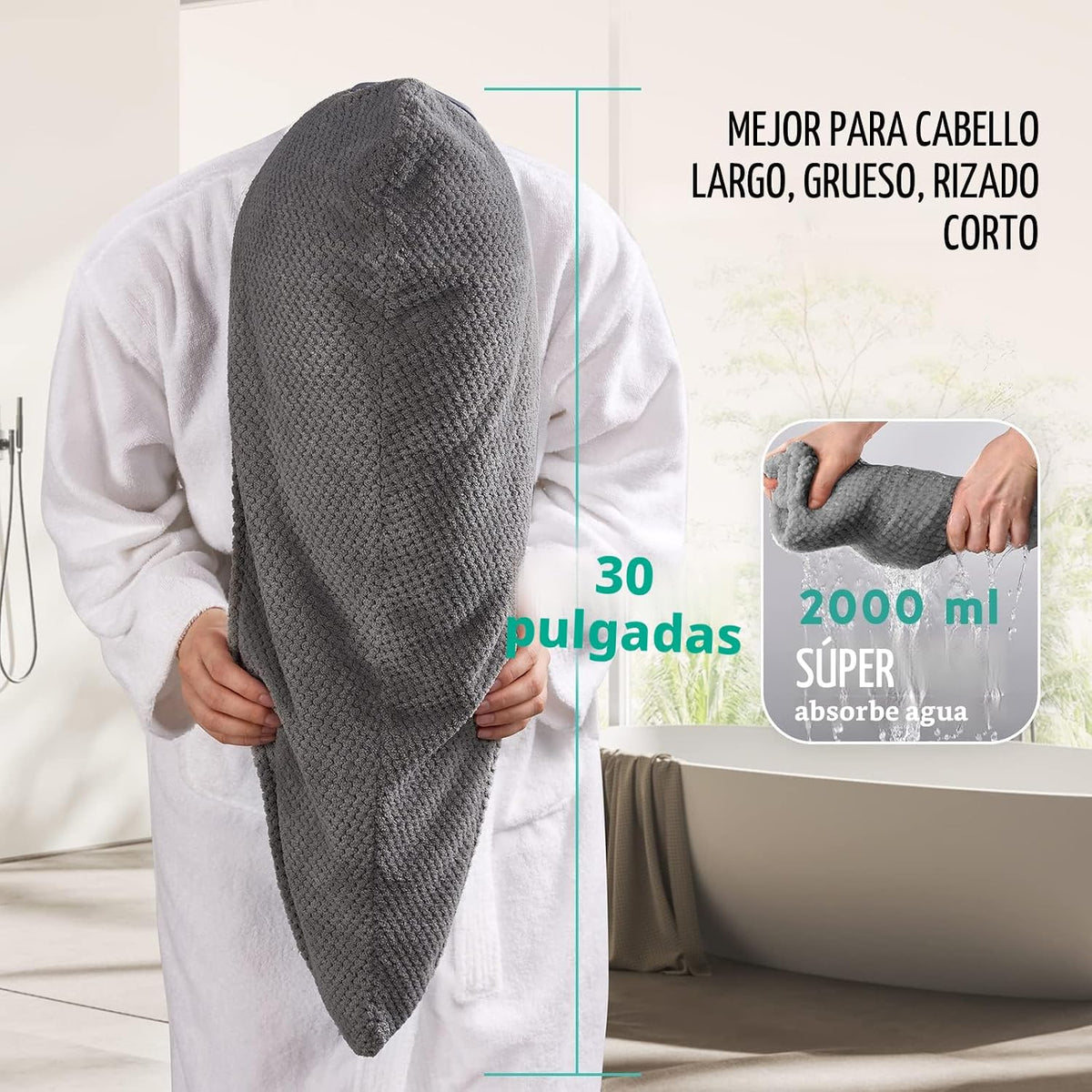 YFONG Paquete de 3 Toallas Grandes de Microfibra para Envolver el C...