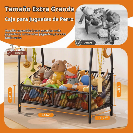 Lomivra Cesta de juguetes de metal completo para perros, 23.6 x 11....