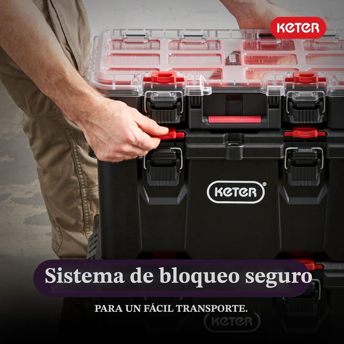 Keter Stack-n-Roll Organizador Modular de Herramientas para Almacen...