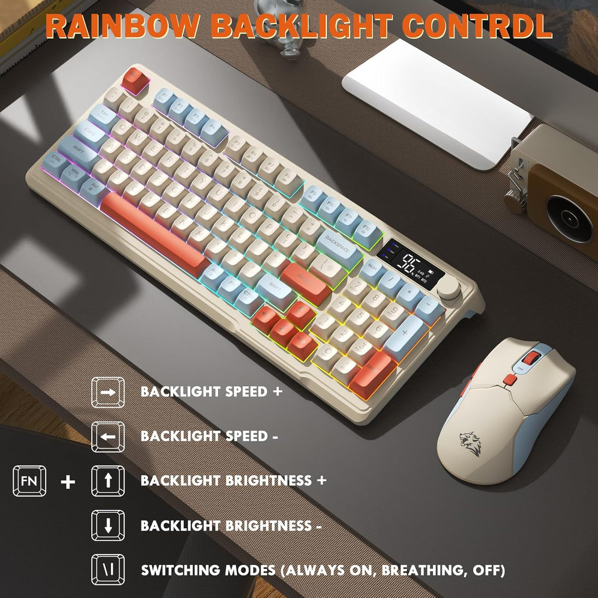FREEWOLF T96 - Peine de teclado y mouse inalámbricos para juegos, i...