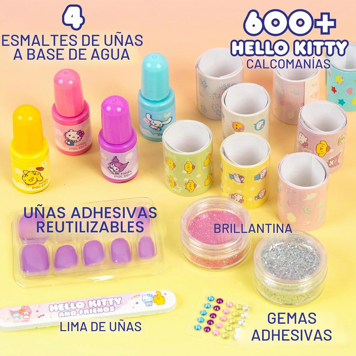 Kit de Arte de Uñas de Hello Kitty y Amigos con Efectos Brillantes