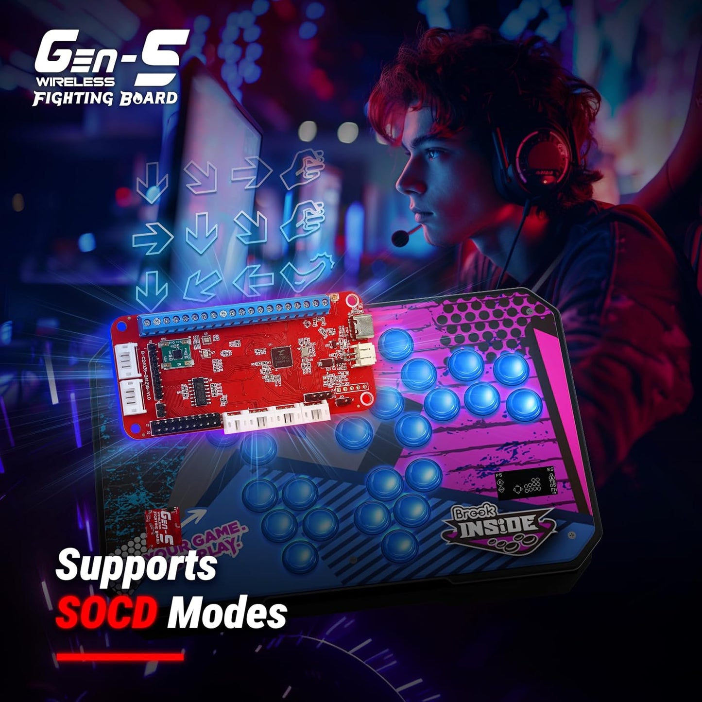 Brook Tablero de combate Gaming Gen5W - Tablero controlador inalámb...