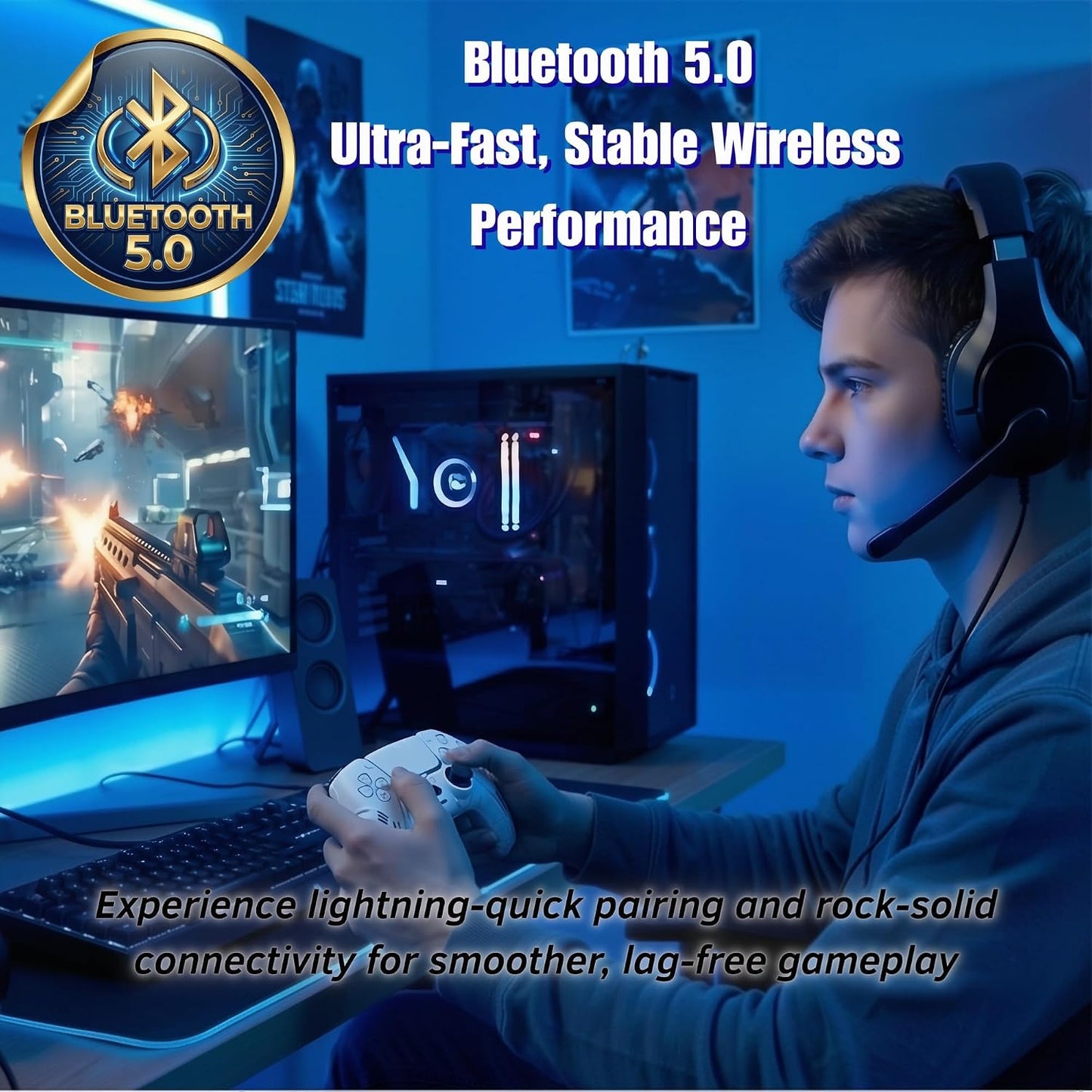 NexoGame Mando Inalámbrico para PS5 con Joysticks Efecto Hall 3D, G...