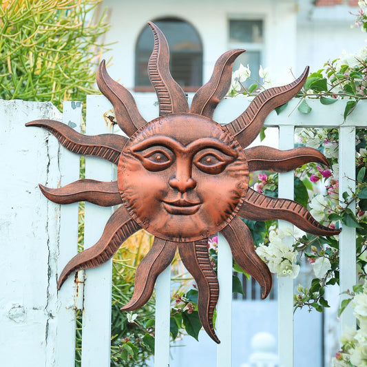 VCUTEKA Arte de pared de metal con sol de 27 pulgadas, decoración p...