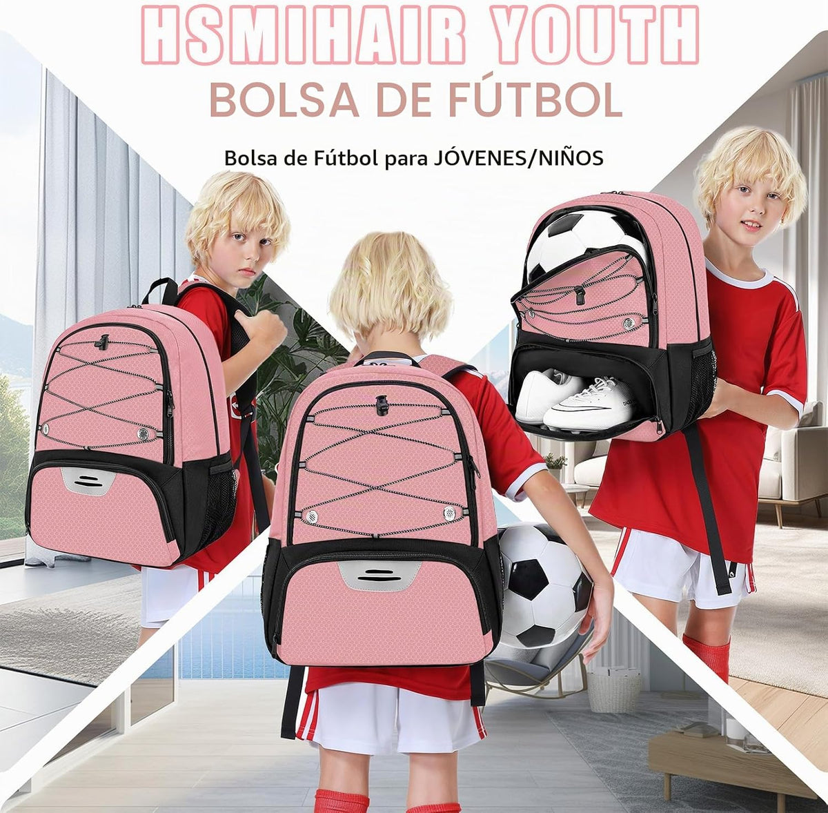 Hsmihair - Mochila de fútbol juvenil - Mochila para fútbol y balonc...