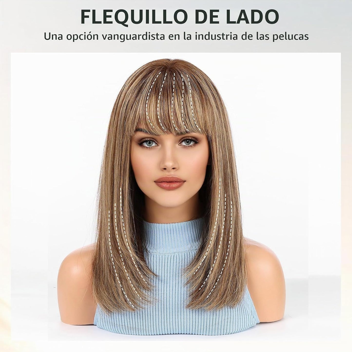 Wear but free KKU - Peluca de cabello humano rubio mezclado de 16 p...