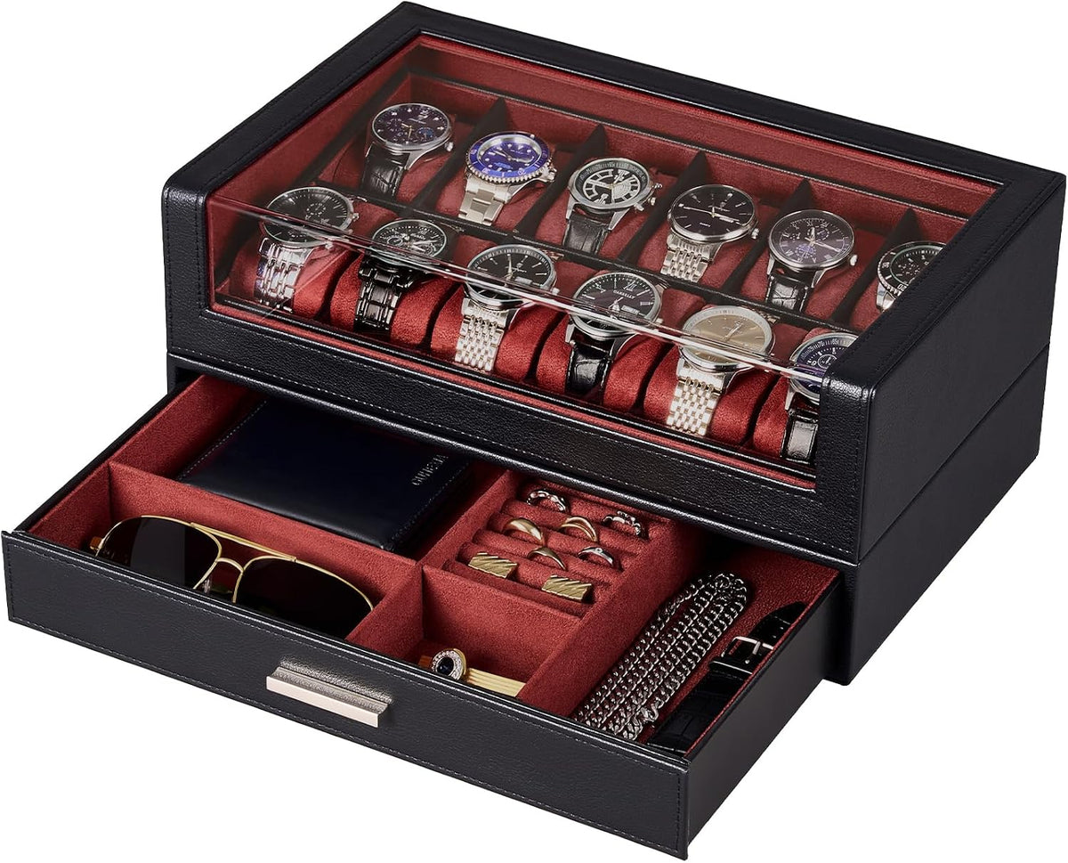 ProCase Caja de reloj para hombre, 12 ranuras para reloj, soporte p...