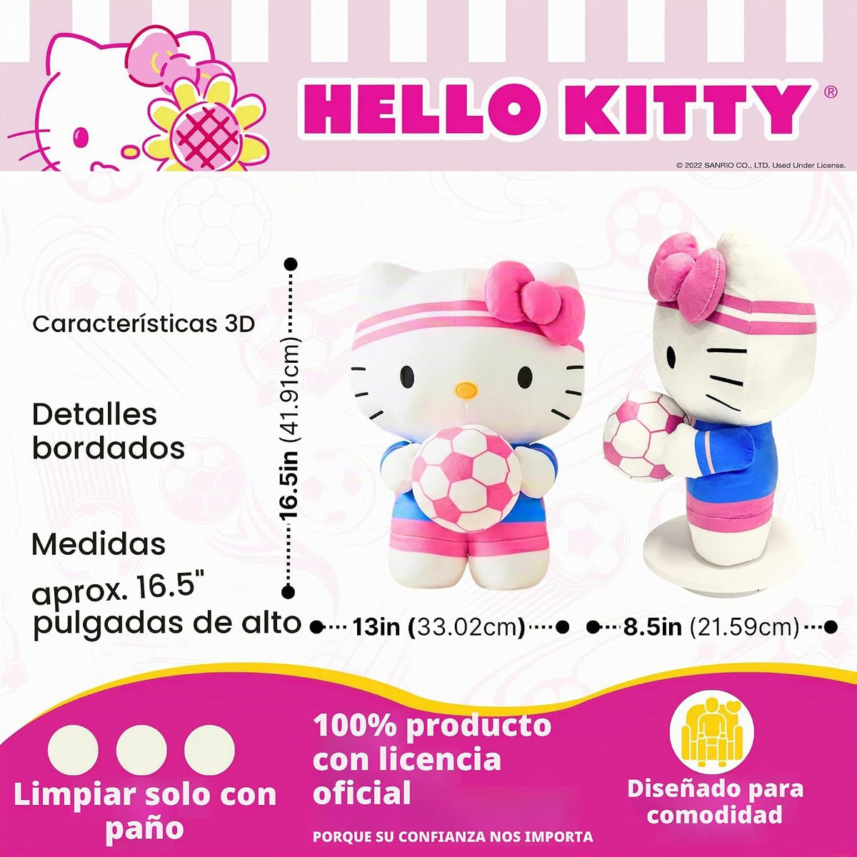 Hello Kitty Kids Bedding - Almohada súper suave y acogedora con bal...