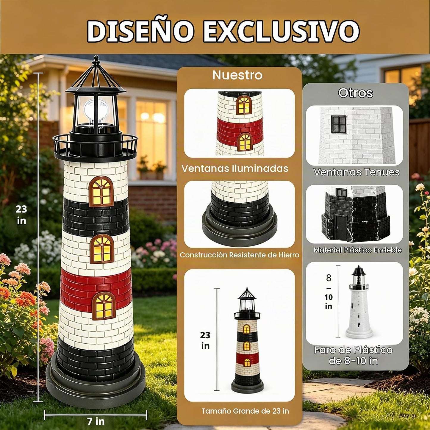 Estatuas de jardín de 23 pulgadas, decoración de jardín con luces s...