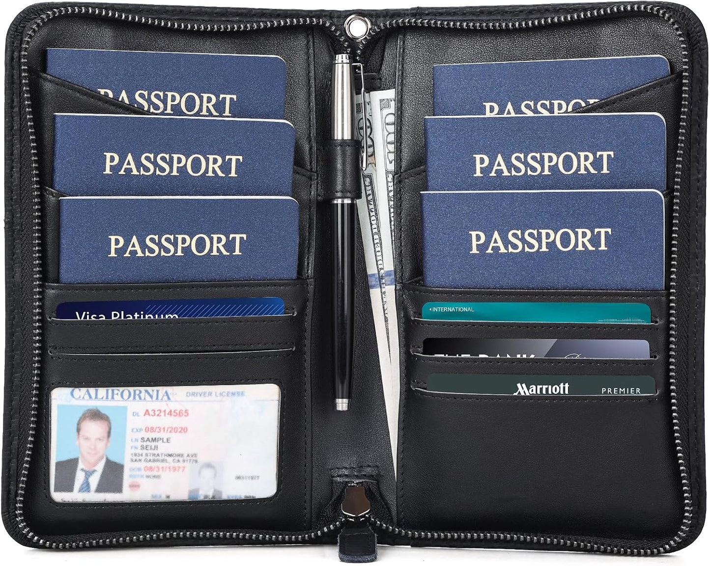 Polare - Funda para pasaporte de cuero de grano completo para hombr...