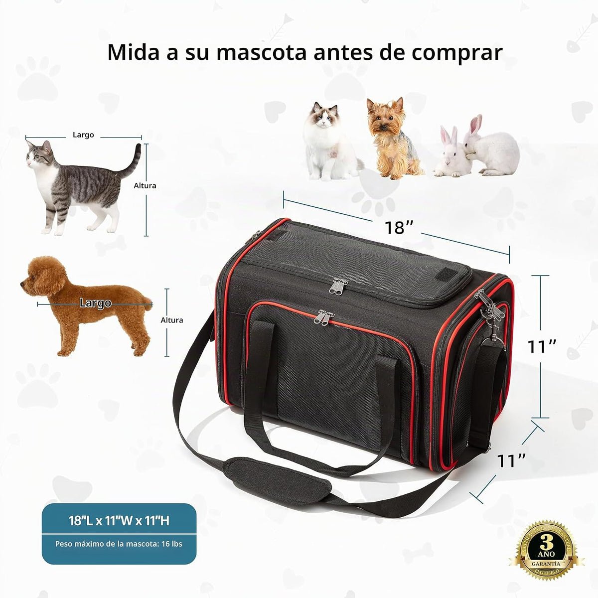 EliteField Transportador de mascotas de lados suaves (aprobado por...