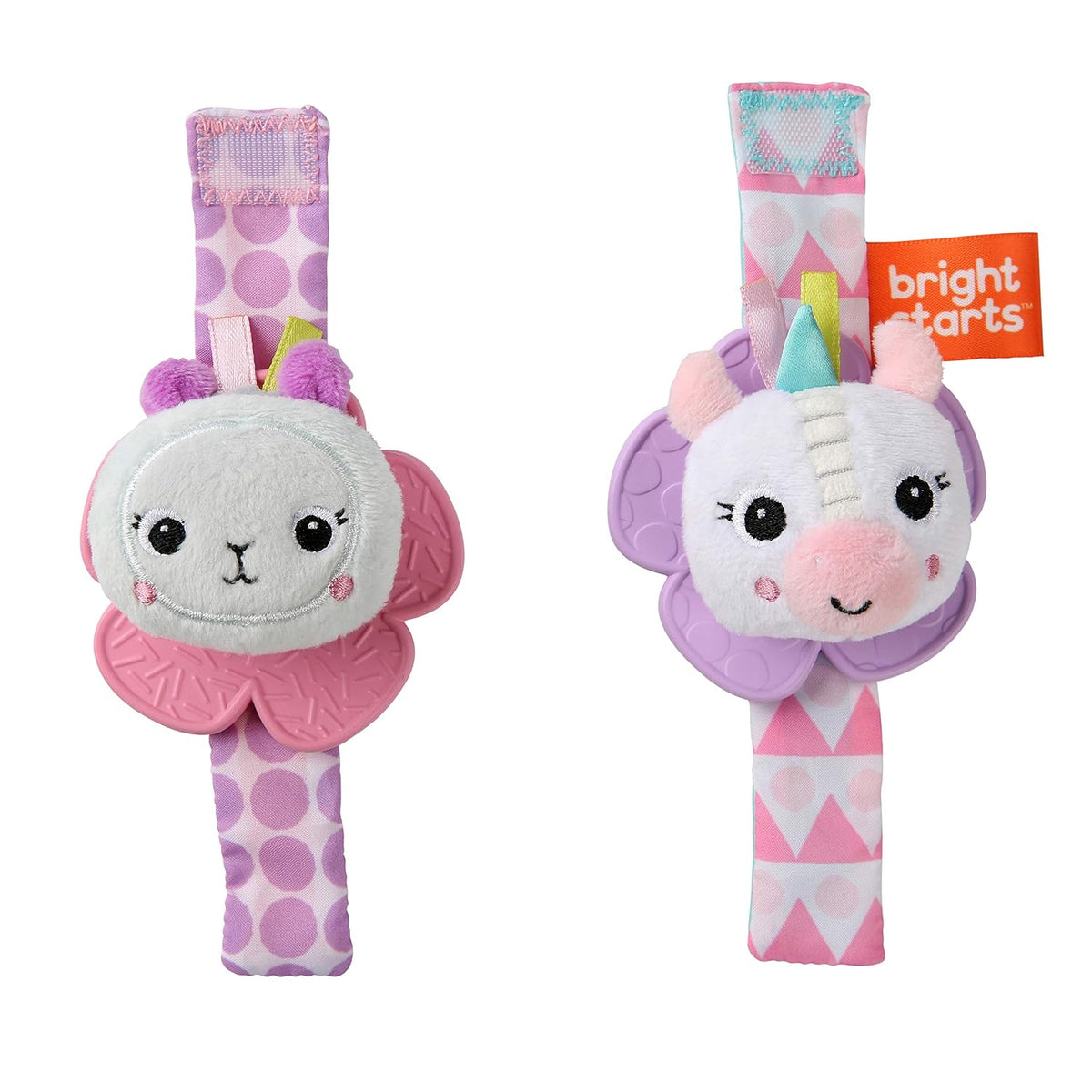 Bright Starts Rattle &amp; Teethe Wrist Pals juguete, unicornio y l...