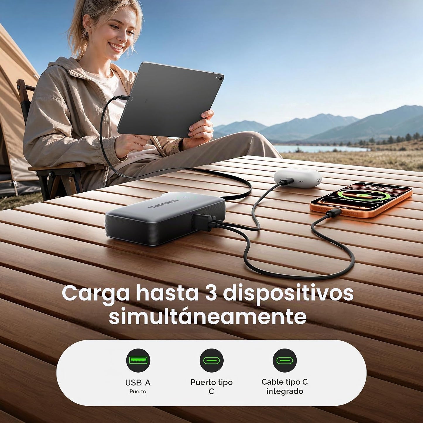 Transformers Cargador portátil 3 en 1, banco de energía de viaje de...