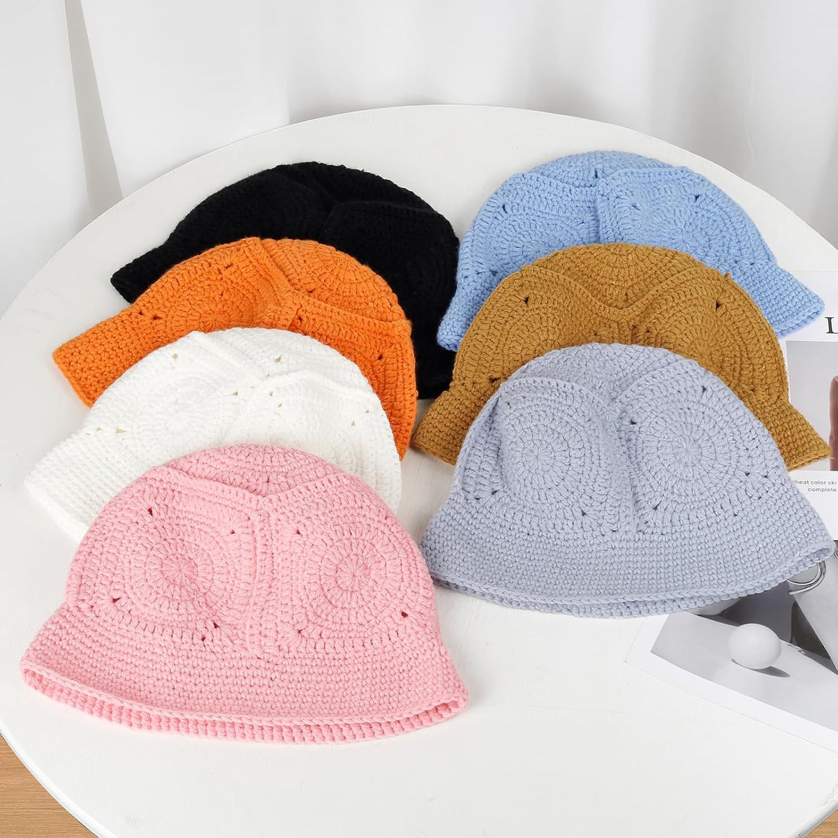 kozinu Sombrero de pescador de ganchillo para mujer, gorro de punto...