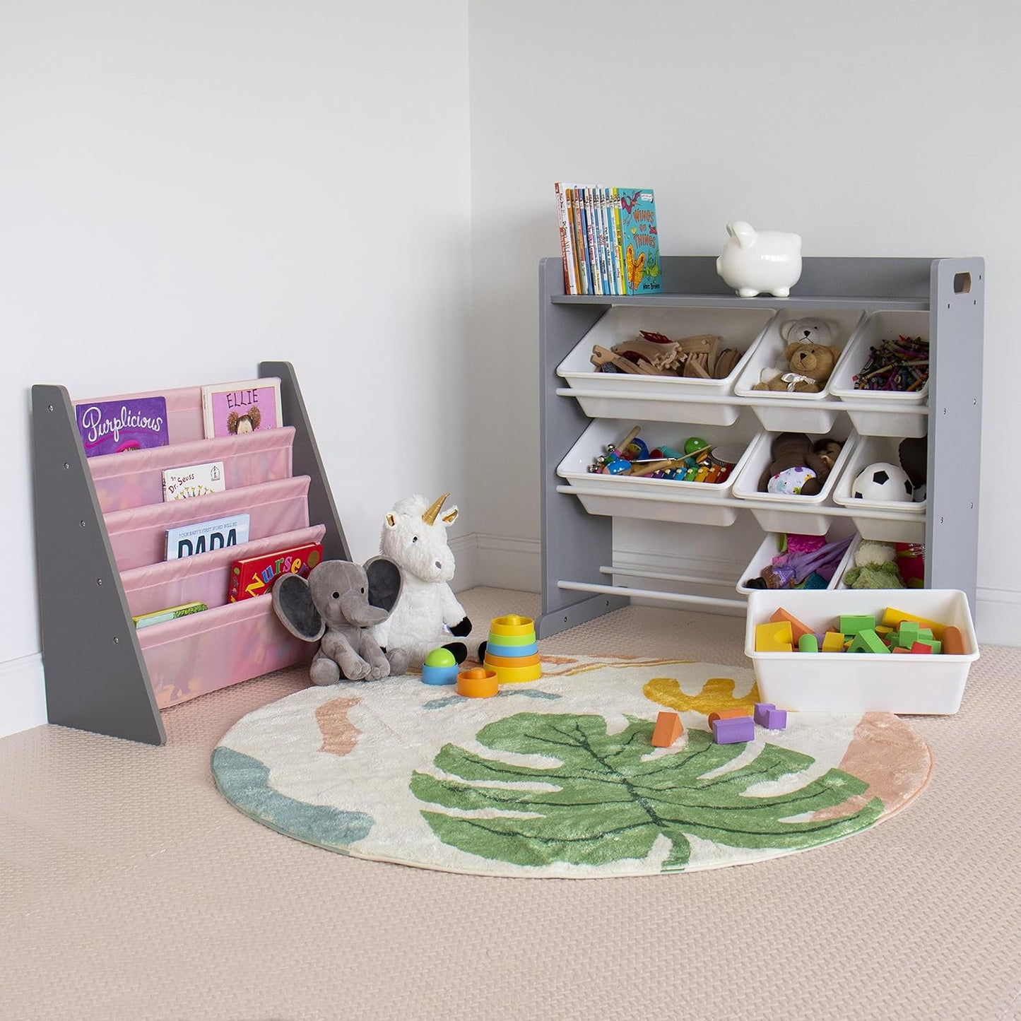 Humble Crew Organizador de juguetes para niños con estante de exhib...