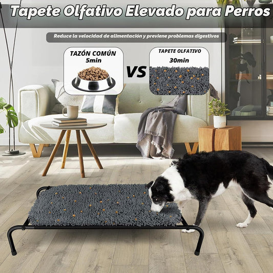Rundik Cama Elevada para Perros con Función de Alfombrilla Olfativa...
