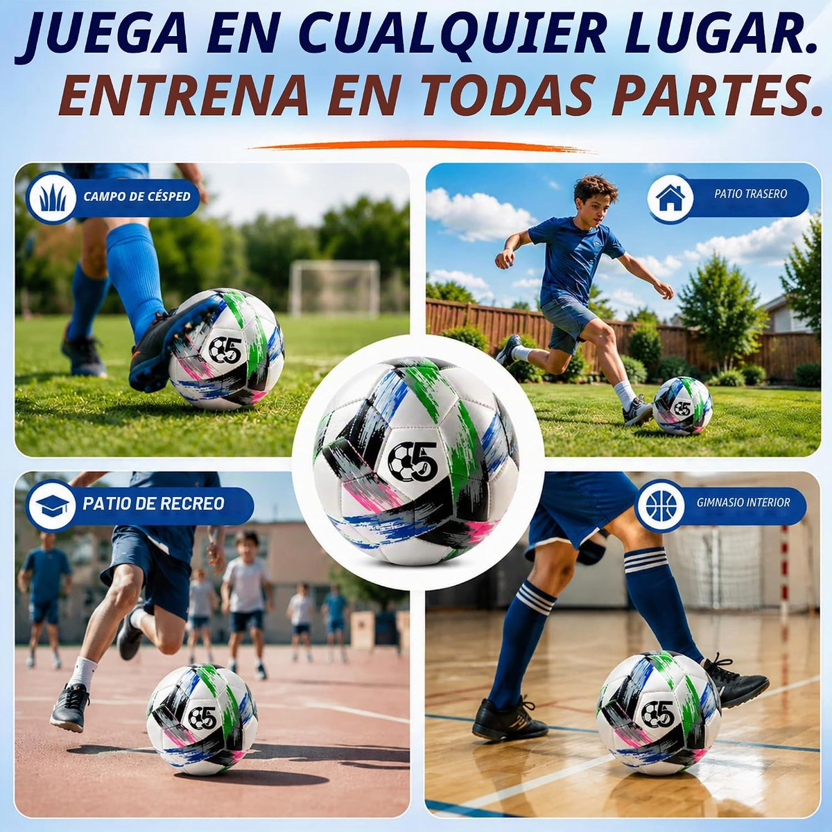 Innotoys Balón de fútbol tamaño 5, tamaño 4, tamaño 3, desinflado,...