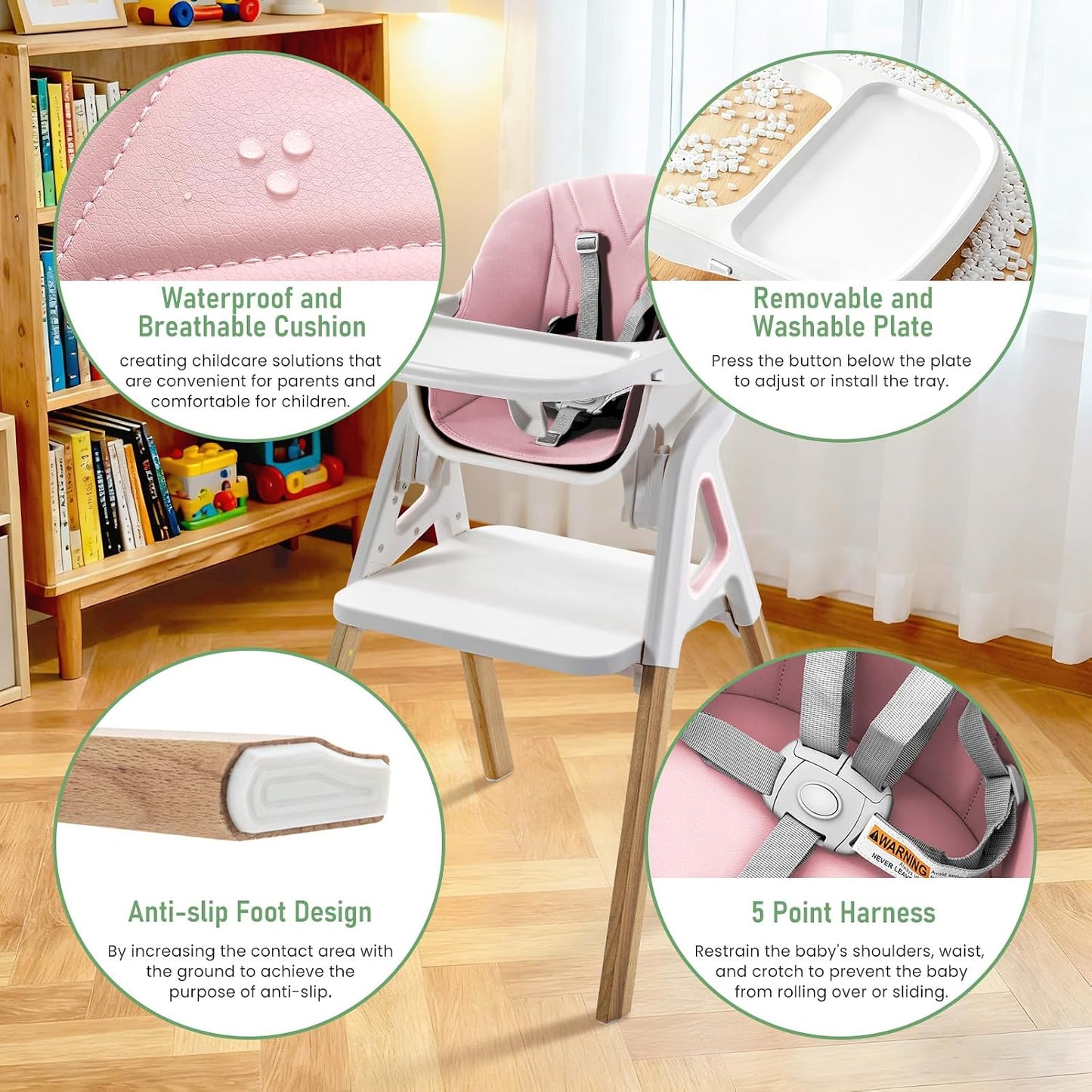 Silla alta para bebé, para bebés y niños pequeños, silla alta conve...