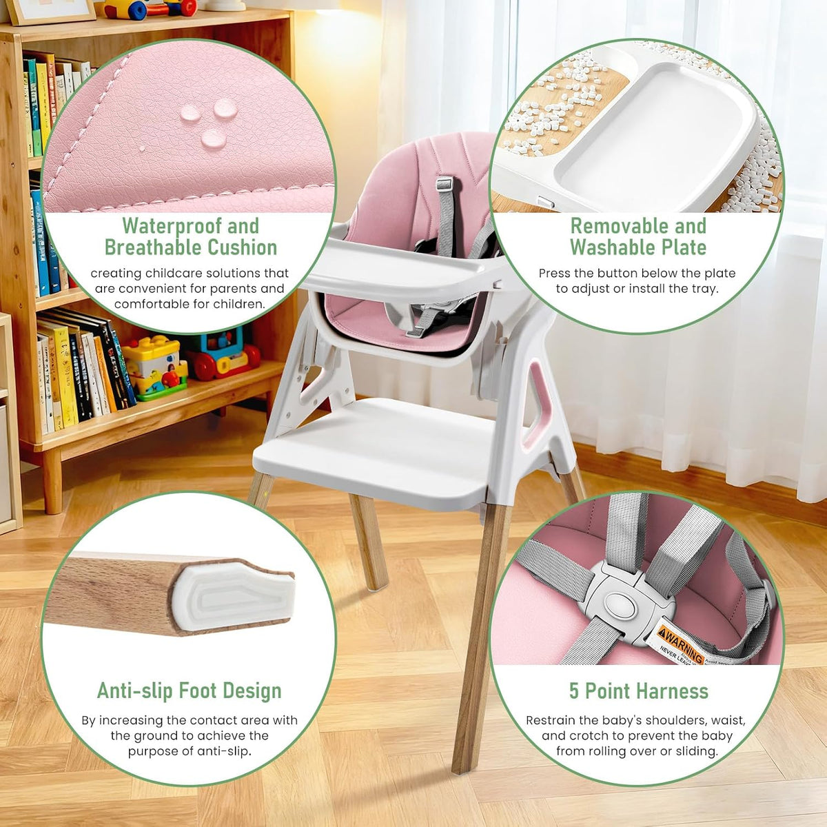 Silla alta para bebé, para bebés y niños pequeños, silla alta conve...