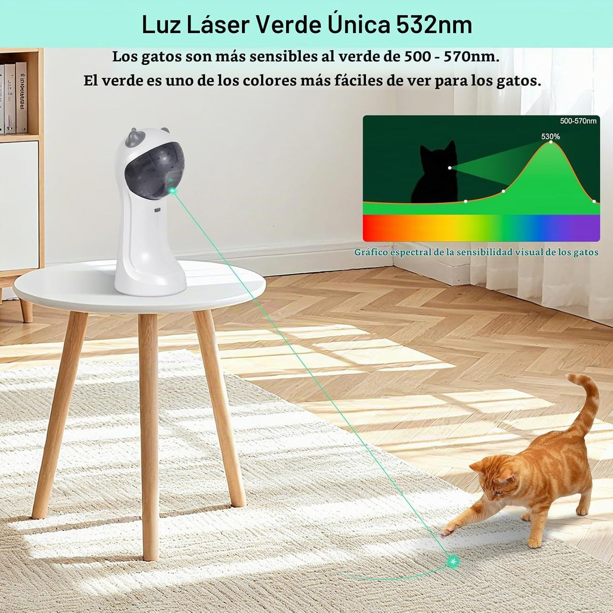 TBTeek Juguete automático para gatos con luz verde, 5 patrones dive...
