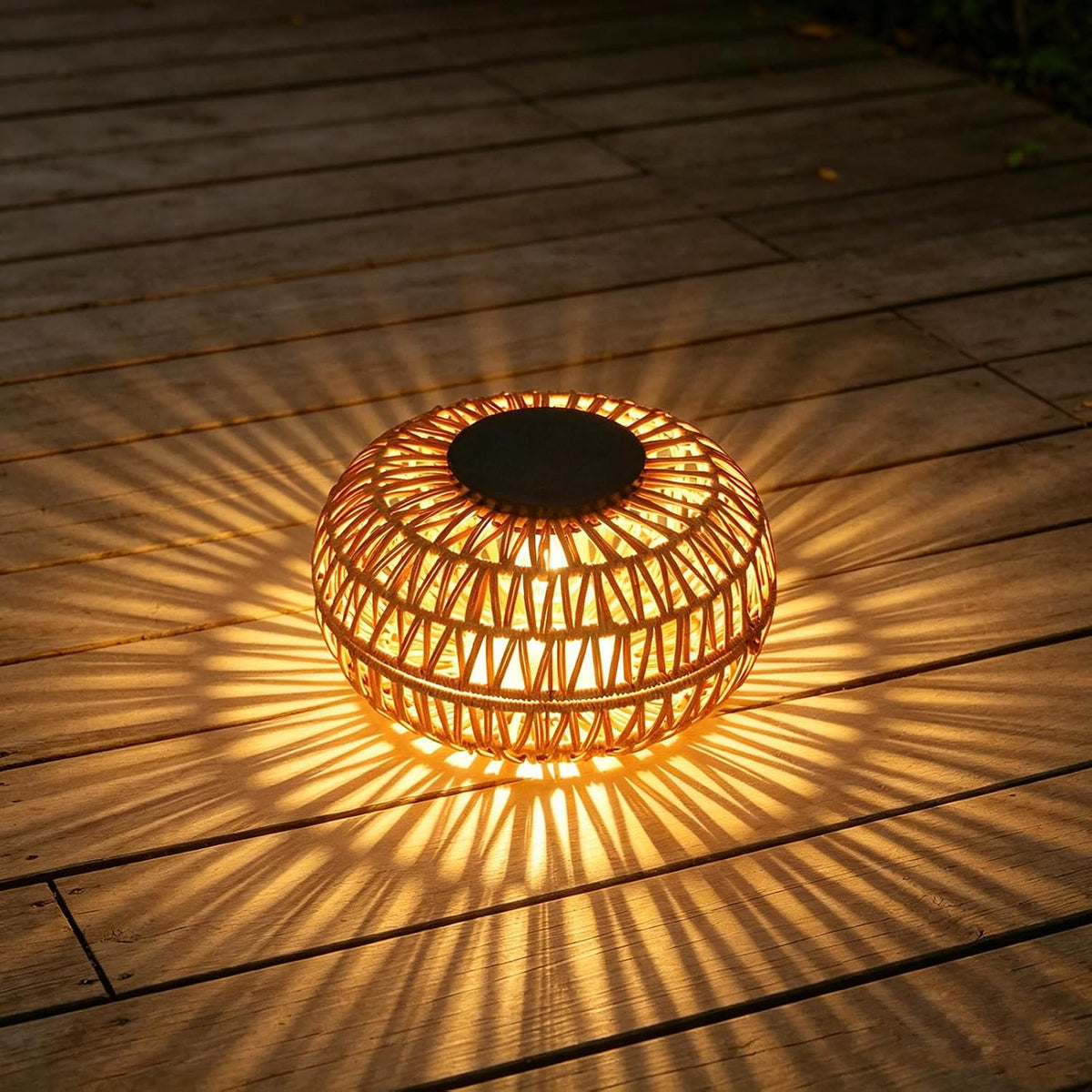 Paquete de 2 faroles solares impermeables para exteriores, 11 pulga...