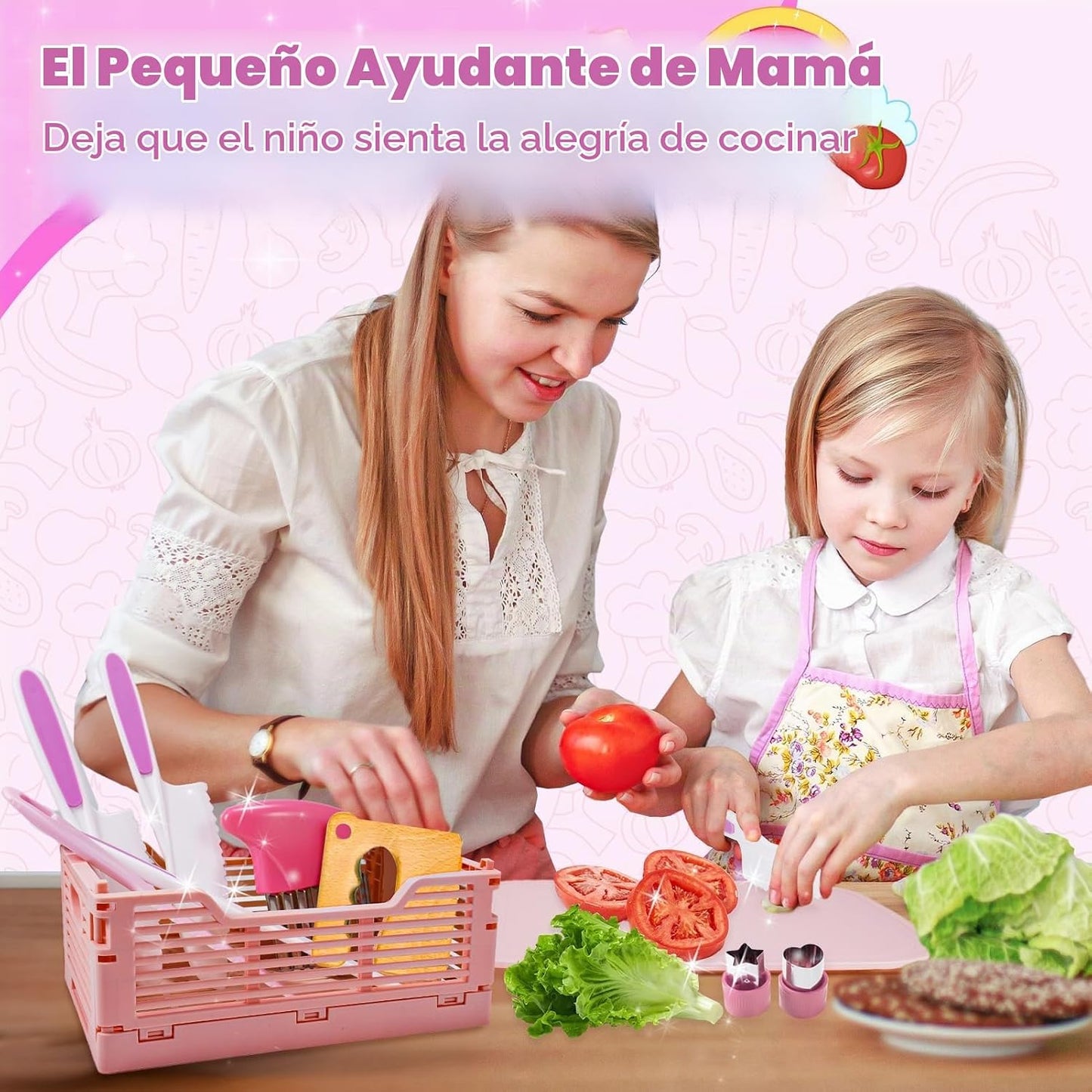 Juego de cuchillos de cocina para niños para cocina real y cesta, j...