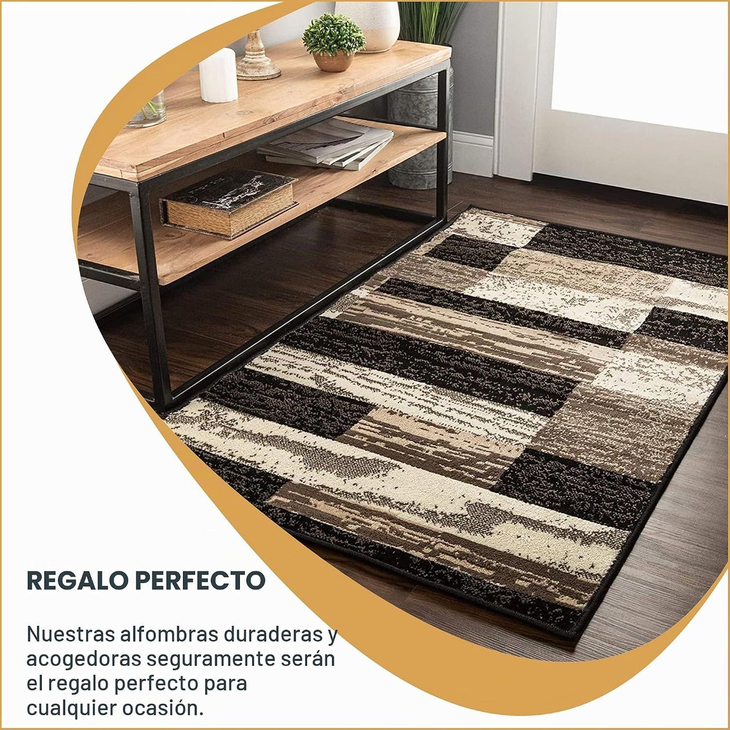 Superior Alfombra de área para interiores, respaldo de yute, decora...
