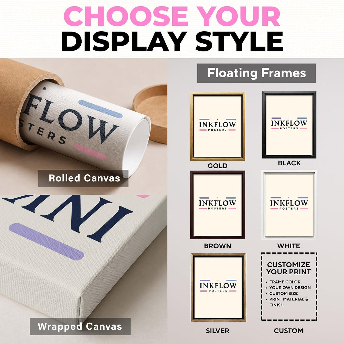 InkFlow - Póster de lápiz labial de lujo, elegante arte de pared de...