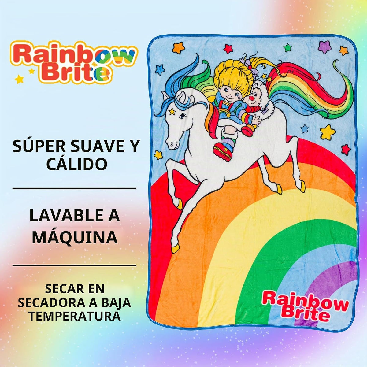 Silver Buffalo Rainbow Brite con Starlite y Twink - Manta de forro...