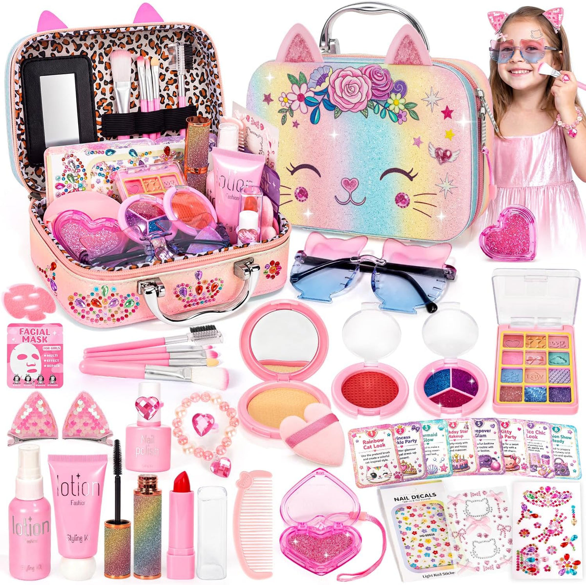Hoholoop Juego de maquillaje de simulación para niñas de 3 a 5 a 8...