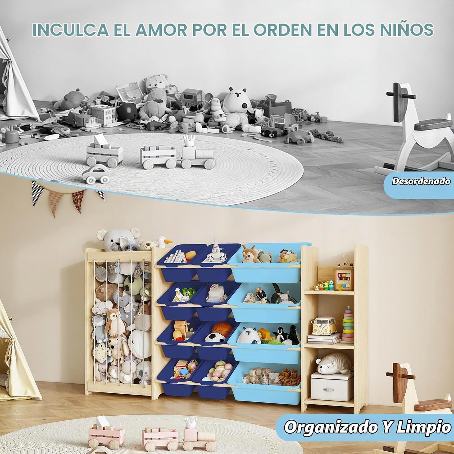 EXPERLAM Organizador de almacenamiento de juguetes 3 en 1, soporte...