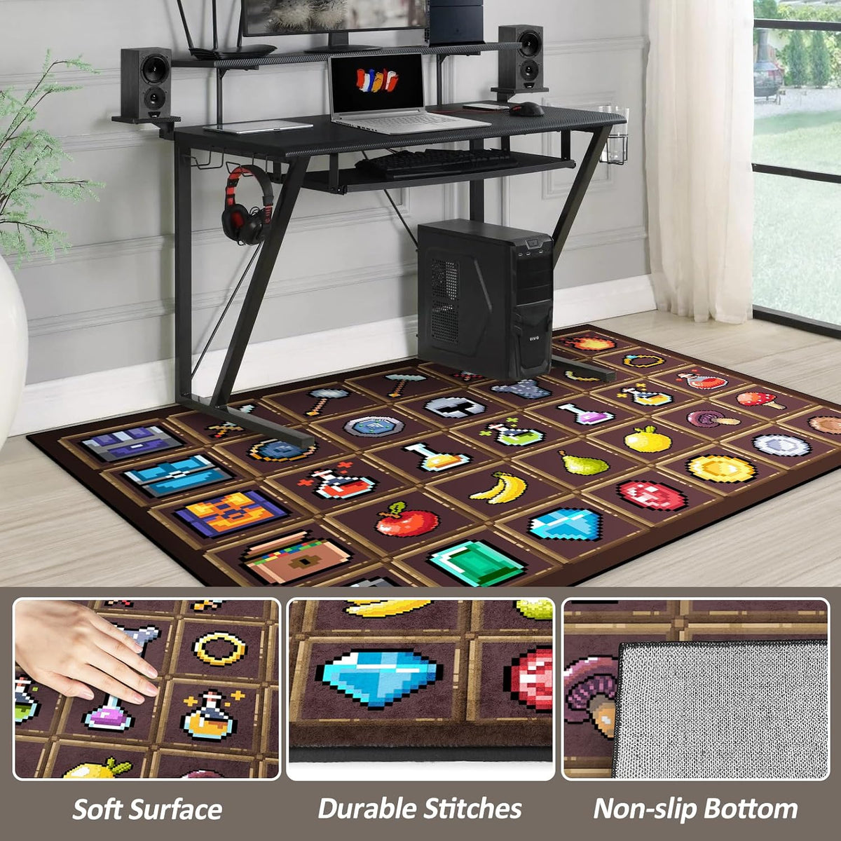 DRVAKO Alfombra de Juego para Adolescentes con Elementos de Juegos...
