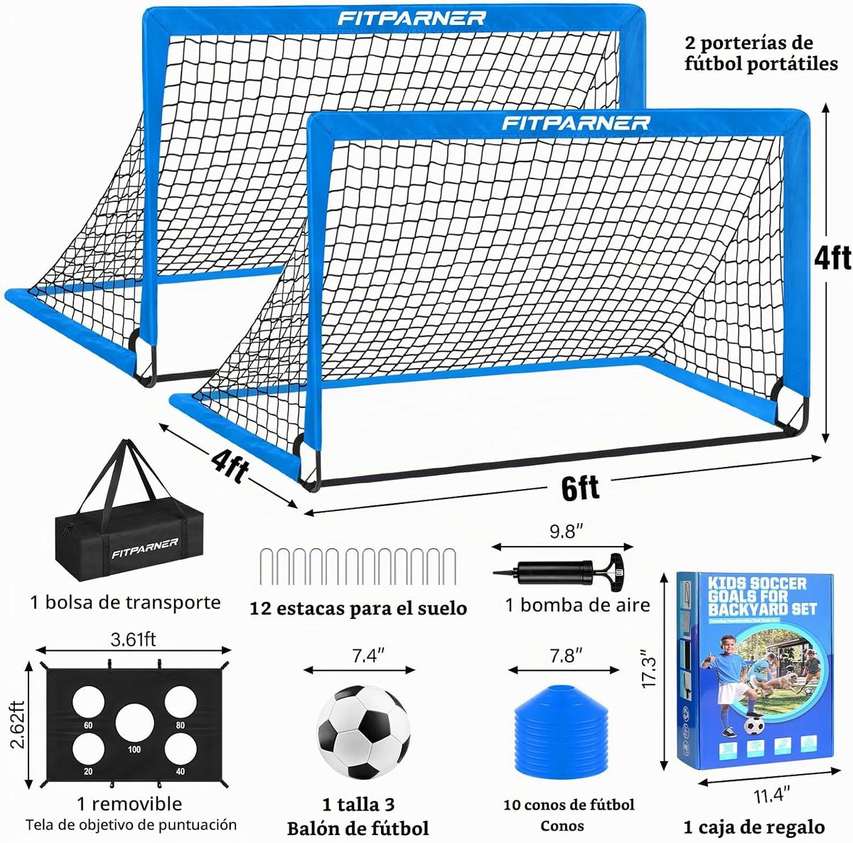 FITPARNER Portería de fútbol, portería de fútbol para niños en el p...