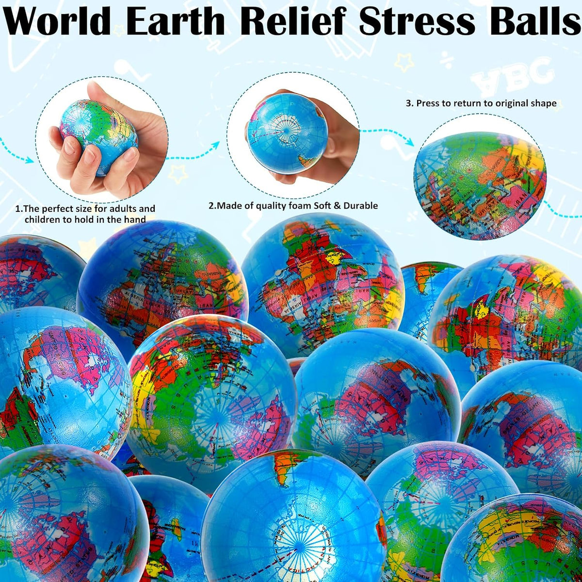 Oleitodh - 60 bolas de globo para apretar a granel, bolas de alivio...