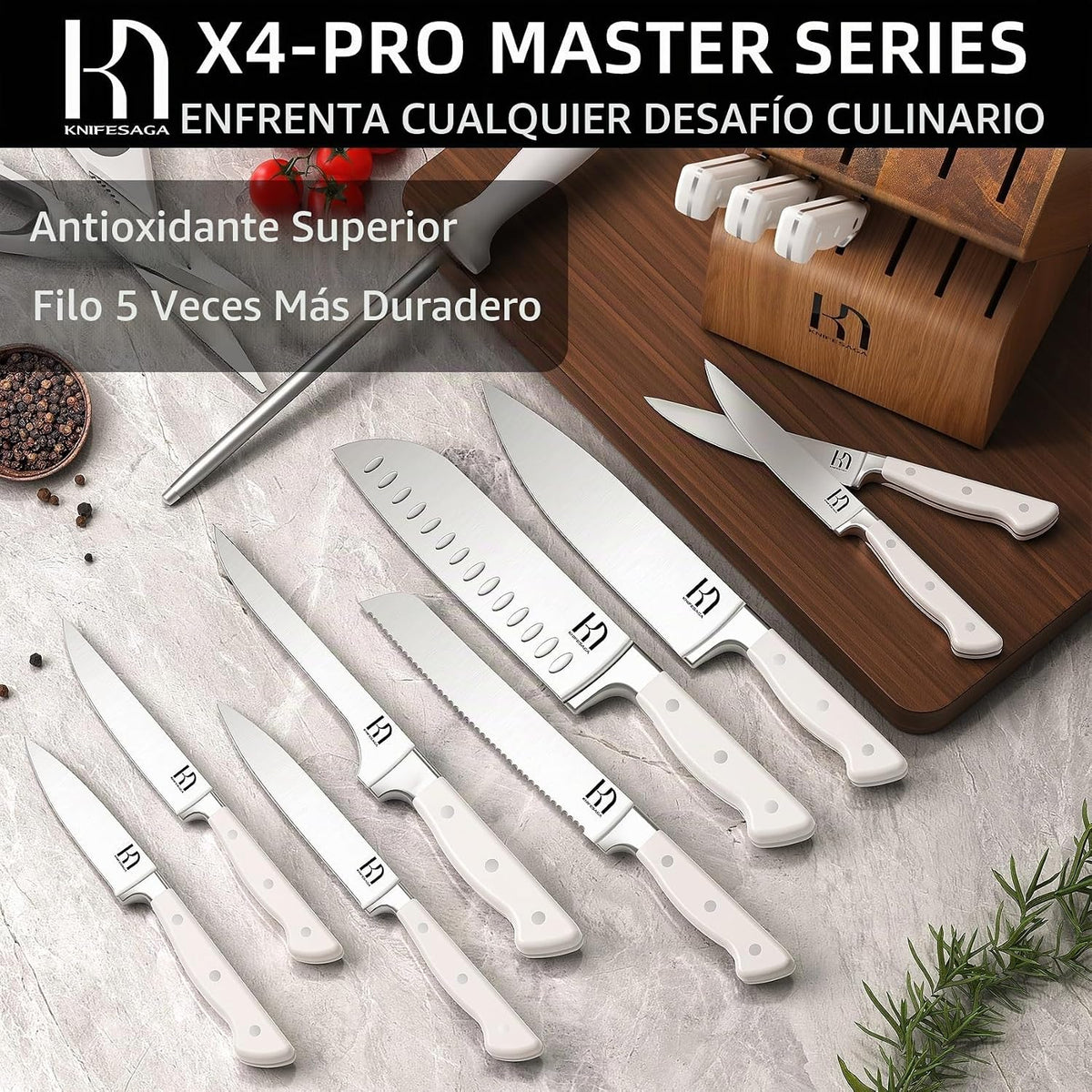 Juego de Cuchillos, Juego de Cuchillos de Cocina de 15 Piezas con B...
