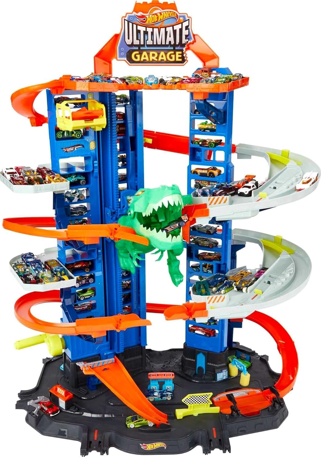 Hot Wheels Ultimate Garage Track Playset y 2 autos de juguete a esc...