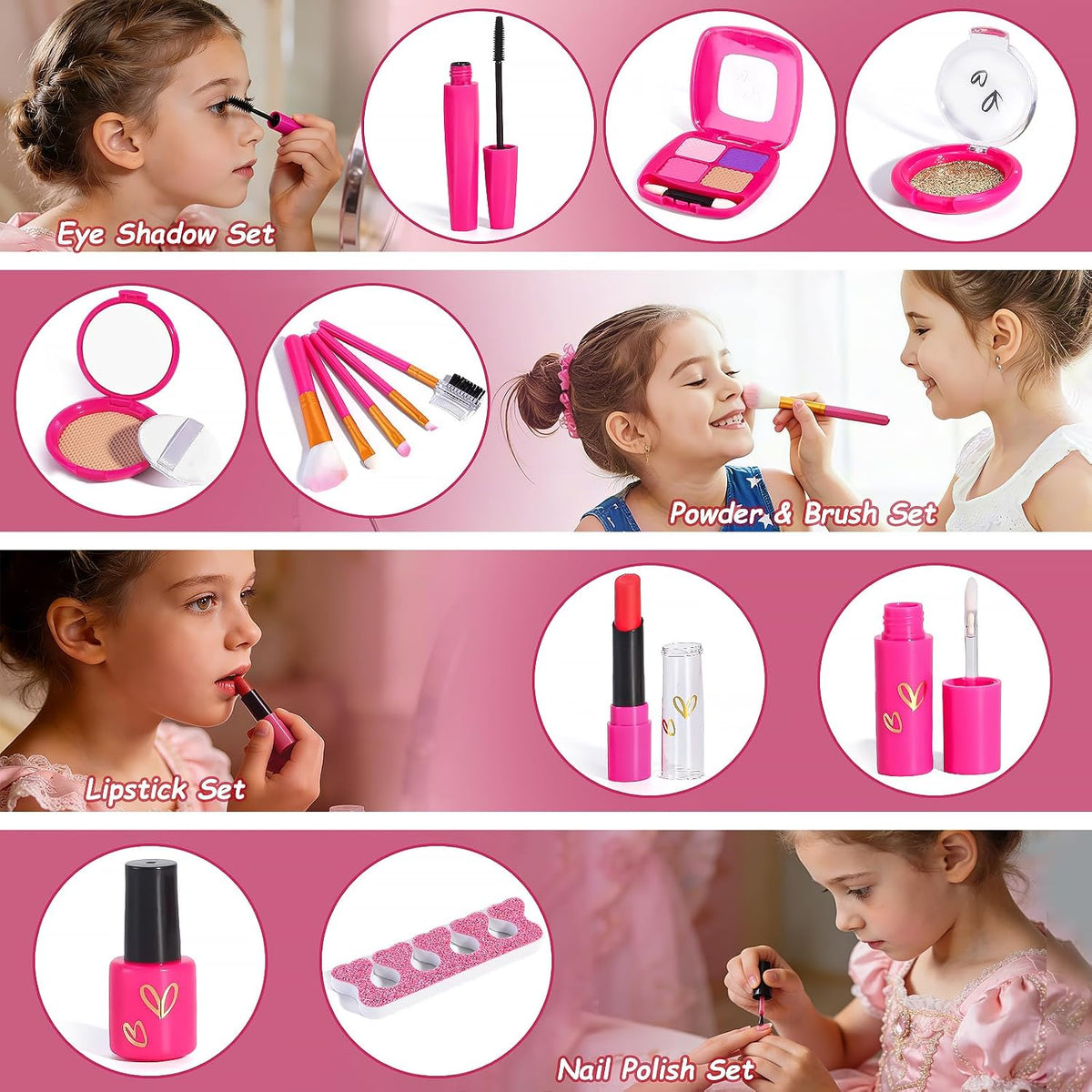 Kit de maquillaje para niñas pequeñas, juego de maquillaje para niñ...