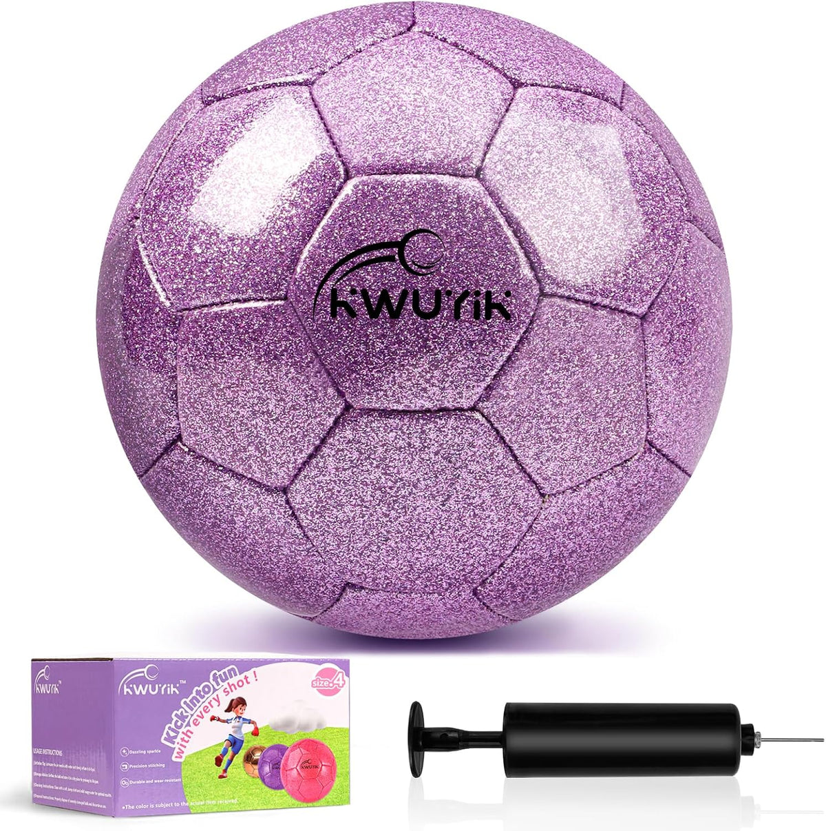 OKWUYiK Balón de fútbol de talla 3, 4, 5, con purpurina rosa, dorad...