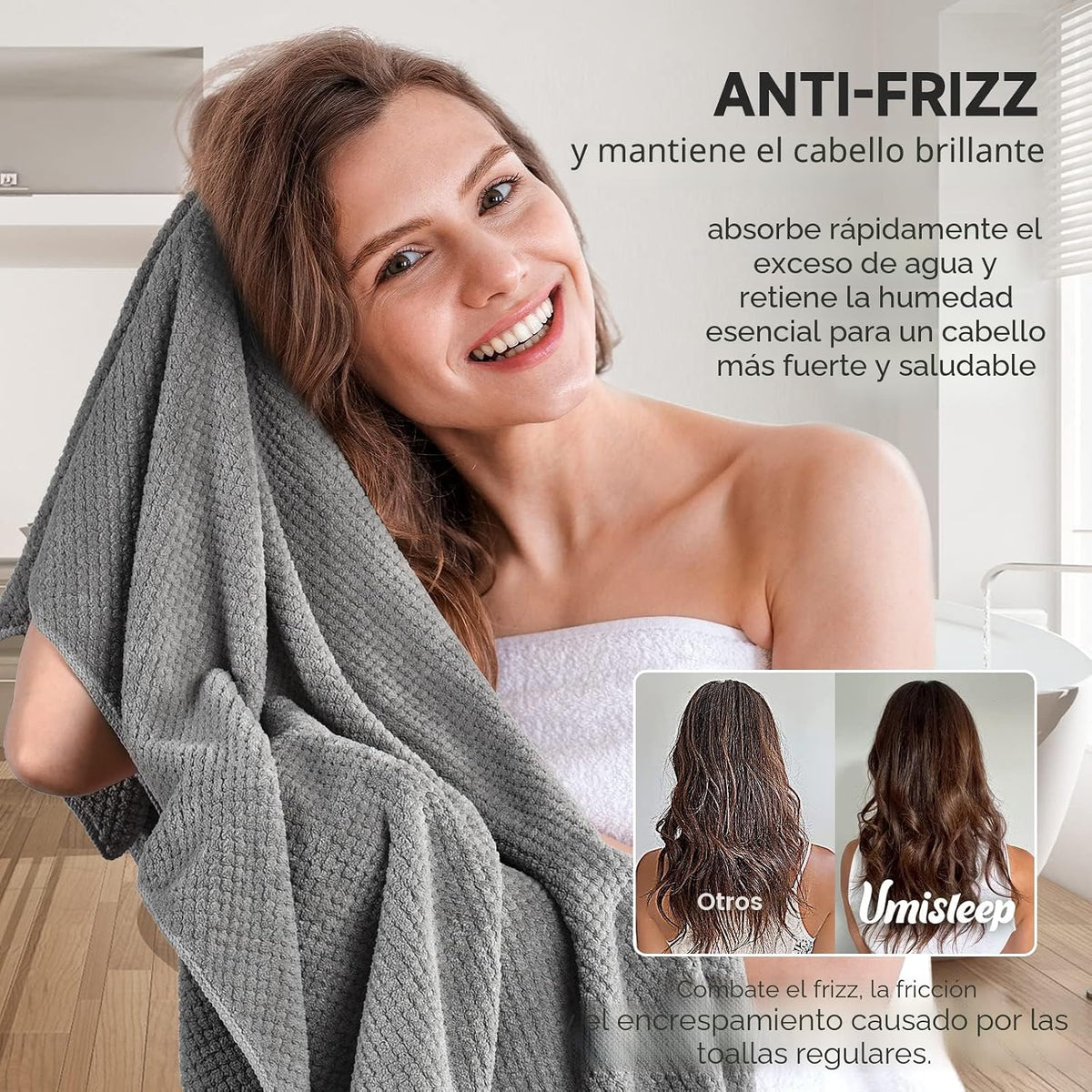 Umisleep Toalla de pelo de microfibra extra grande para mujer, cabe...